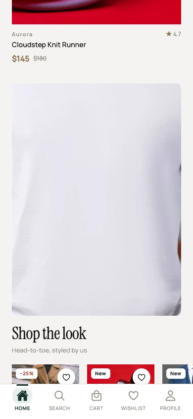 Lumora Commerce app trending products section